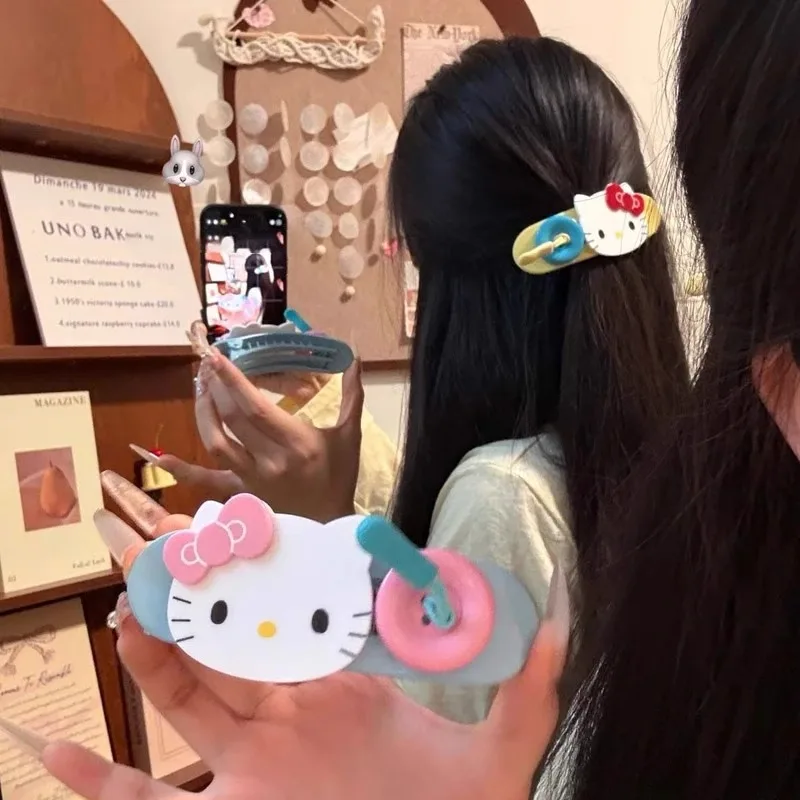 

Cartoon Hairpin Duckbill Clip Button Style Kt Cat Bangs Contrast Color Hair Clip Barrette Headwear Hair Accessories Plastic Girl