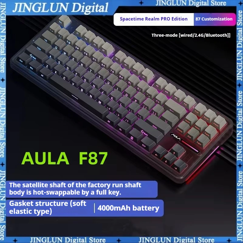 

Aula F87 Mechanical Keyboard Type-C 87 Keys Wired 80% Hot Swap RGB Gasket PBT Customized Pc Gaming Keyboard Gamer Esports Offic