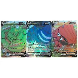 Diy Self Made 3Pcs/set PTCG Groudon Rayquaza V Collection Card PTCG Limited Color Flash Anime Cards Gift Toys