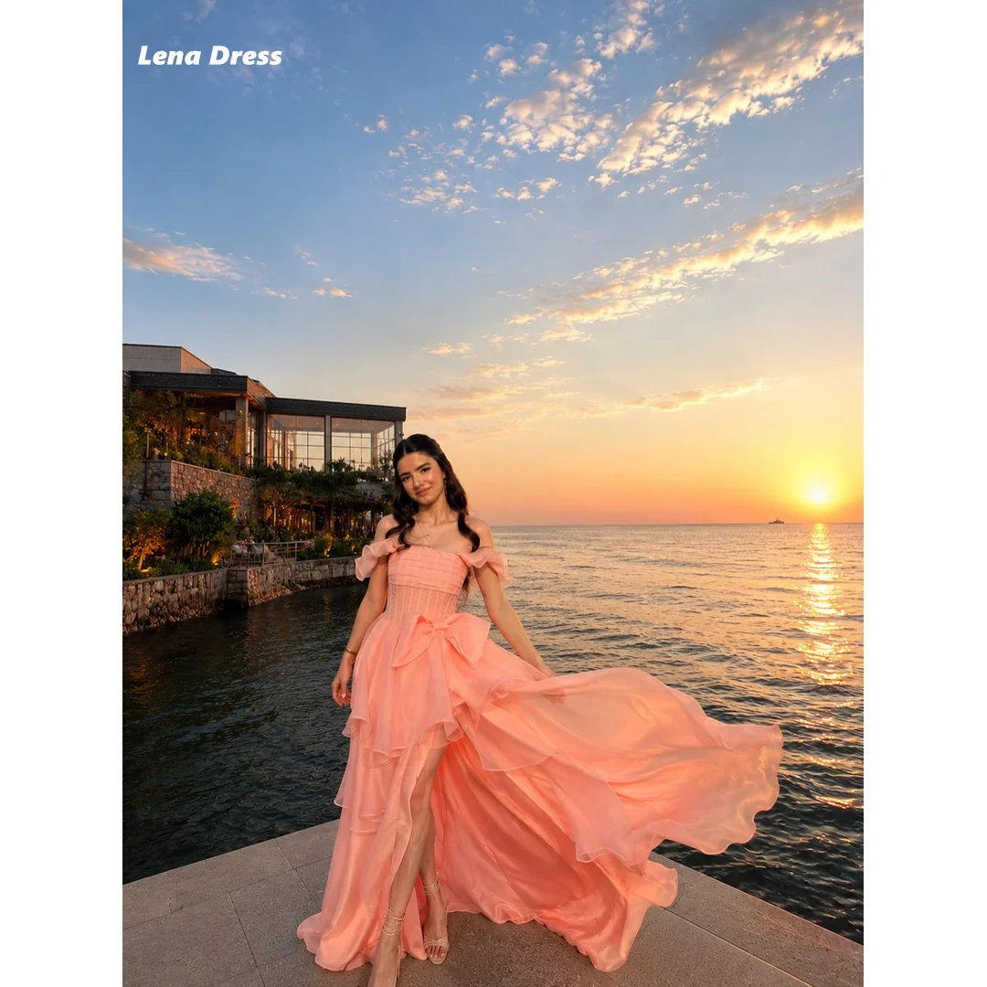 Lena Side Split Elegant Chic Woman Evening Dress for Elegant Party A-line Customized Multi-layer Luxury Women's Evening Dresses