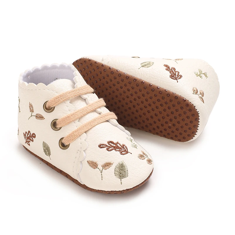 أحذية أطفال حديثي الولادة للجنسين طفلة صبي لطيف التطريز المضادة للانزلاق وحيد أحذية طفل ربطة أحذية واحدة 0-1 سنة #3