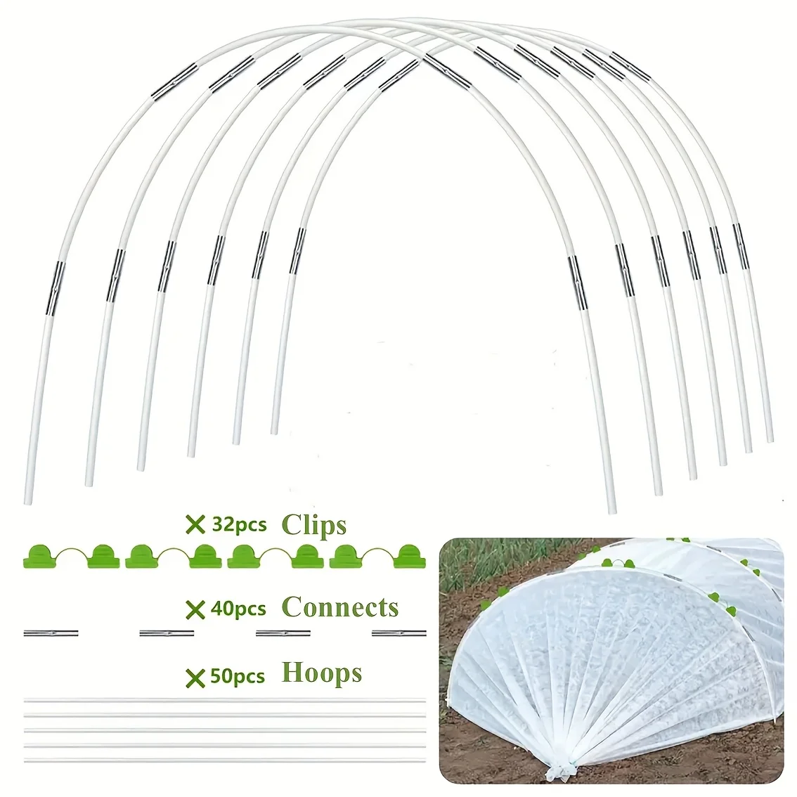 25/50Pcs, Greenhouse Arch Frame, Suitable for Homemade or Widened Plant Tunnels, Rust-Colored Fiberglass Support Arch Frame, Sui