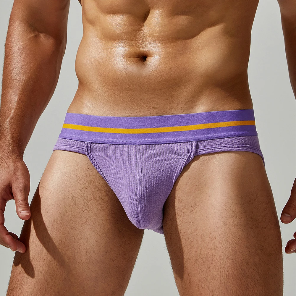 1pc Mens Striped Panties Jockstrap Low Waist Skin Friendly Briefs Underwear Underpants Breathable Man Lingerie