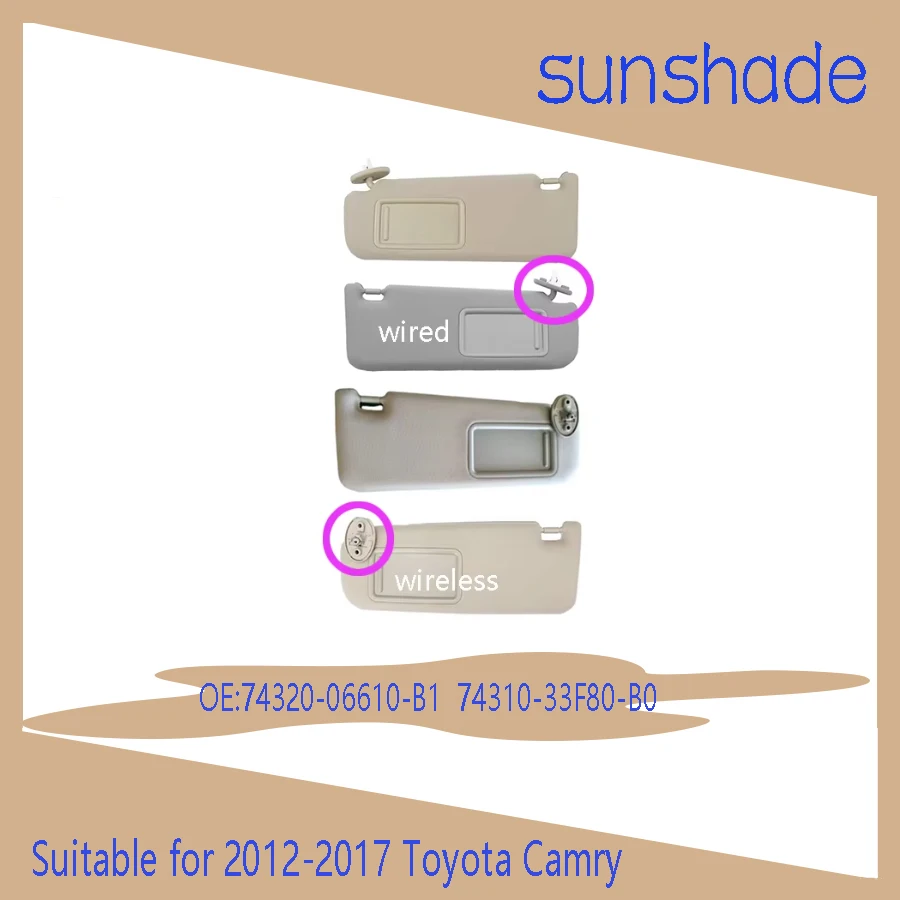 For Toyota Camry Wired and wireless 74320-06610-B1 visor 74310-33F80-B0 Makeup Mirror 2012 2013 2014 2015 2016 2017 Auto parts