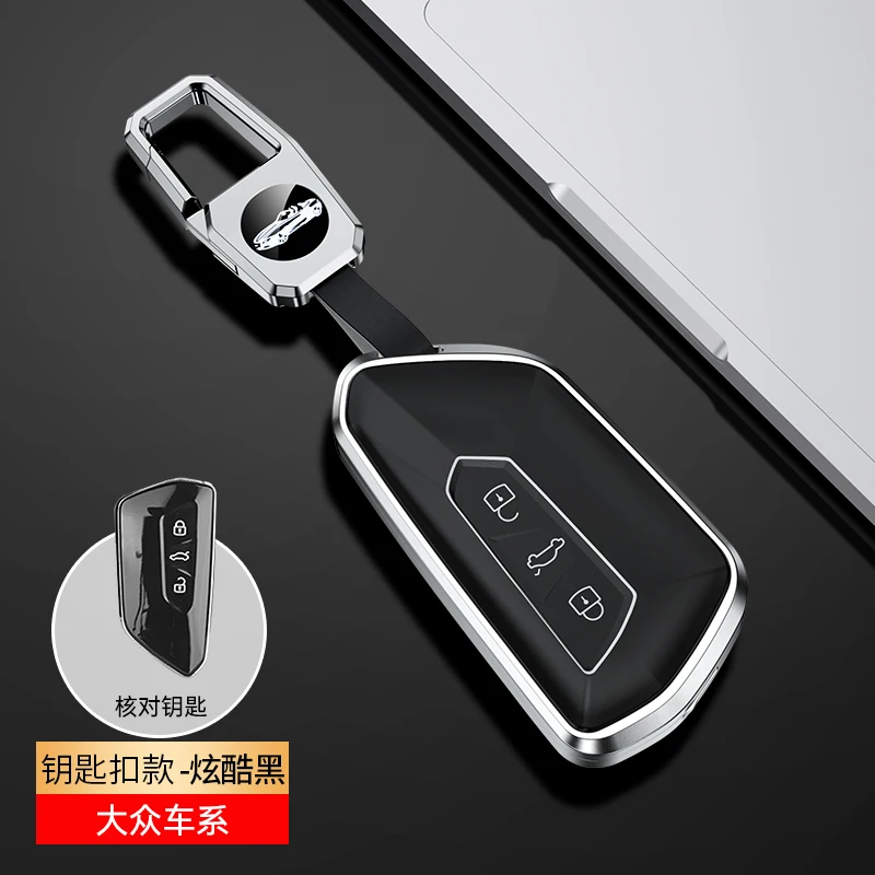 

Car Aluminum Alloy & PET Key Case Holder Cover For Skoda For VW Volkaswagen GOLF 8 MK8 GTI GTD R ID3 ID4 Seat Fob Smart Keychain