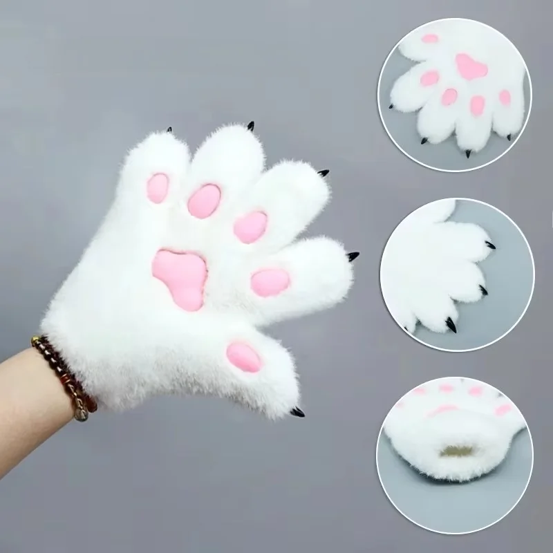 Halloween Cosplay Christmas Cosplay Props Cute Cartoon Animal Paw Plush Finger Gloves Kitten Fox Collection Warm And Practical