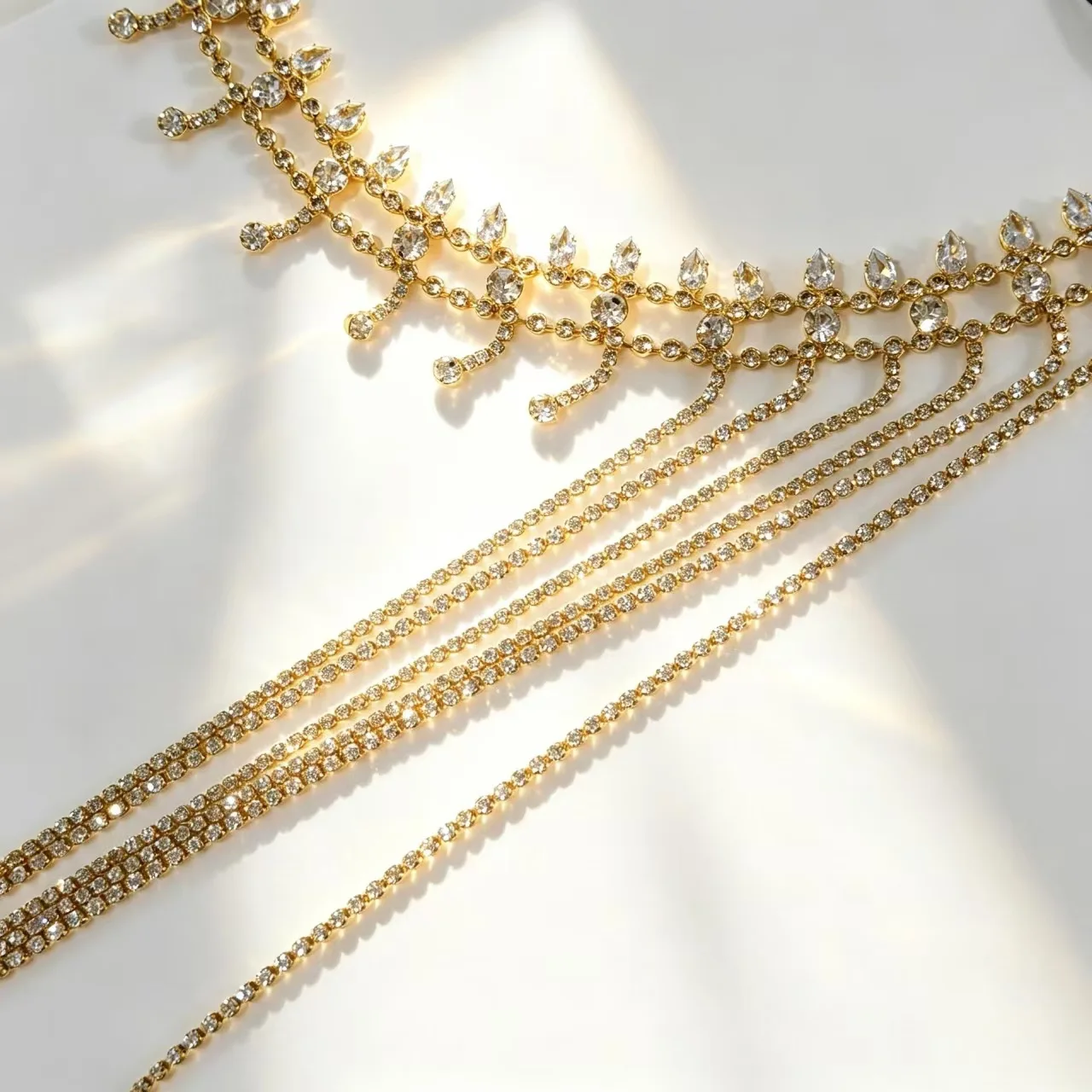 Fashionable New Ethnic Feng Shui Diamond Hair Accessory, Personalized Tassel Water Diamond Elastic Headband Accessory