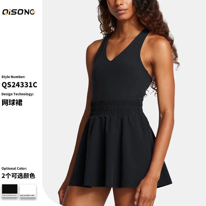 robe-de-tennis-pour-femme-avec-short-integre-et-soutien-gorge-integre-blanc-et-noir-tenue-de-golf-badminton-pickleball-nouvelle-collection-2026