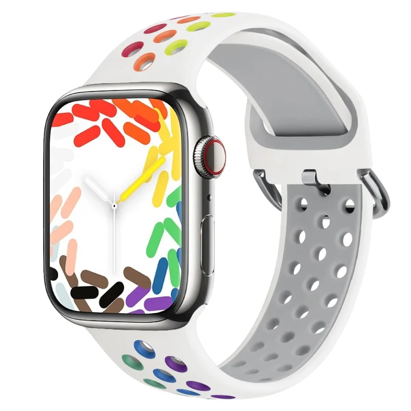 Silikon armband für Apple Watch Ultra/2 49mm 9 8 7 45mm 41mm poröses atmungsaktives Sporta rmband für Serie 6 5 4 3 2 se 44mm 40mm