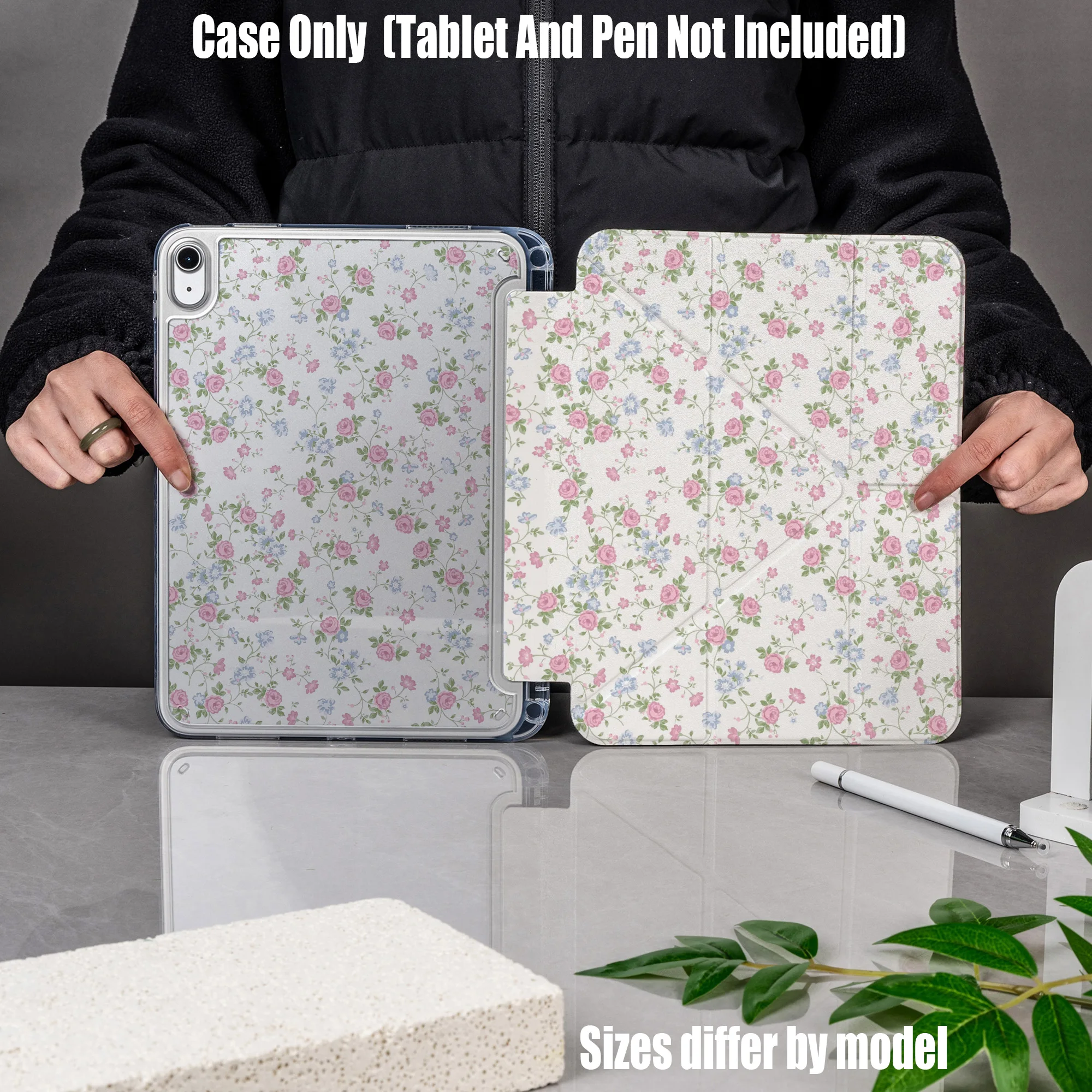 

Minimalist Y-Fold Acrylic Gray Delicate Heart Art Print iPad Case For Apple iPad Pro 12.9 Air 3 Mini 5 9th Gen Cover