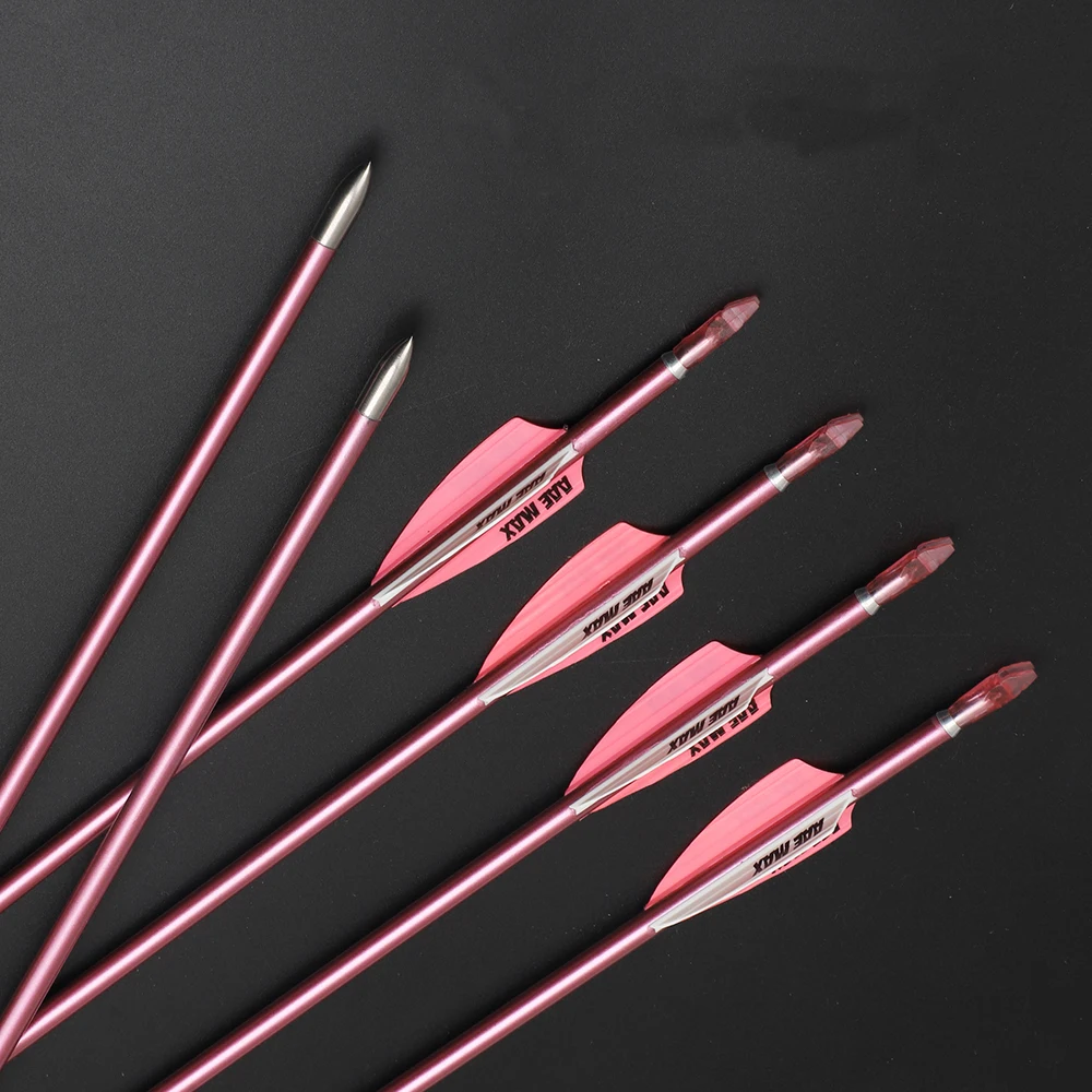 

6/12pcs Pink ID 4.2mm Pure Carbon Complete Arrow Spine 500 600 700 800 900 1000 For Archery Shooting Hunting