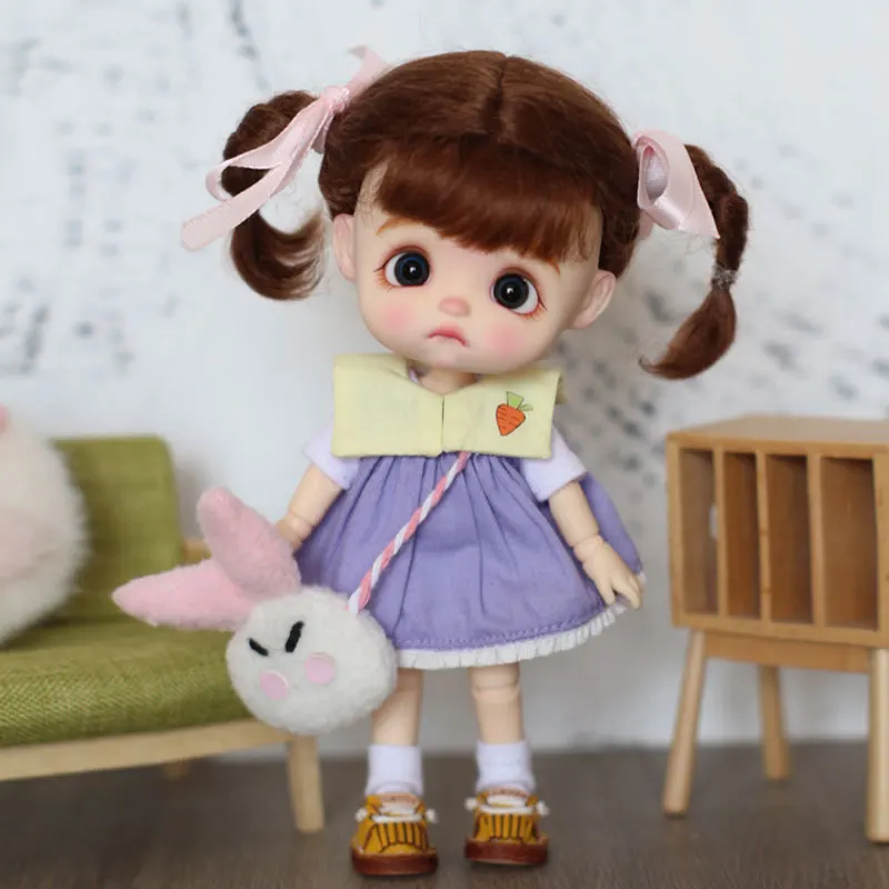 STODOLL  cute egg egg OB11 whole doll 1/8 1/12bjd baby head BJD body including doll head + ob11 body + wig + clothes + shoes