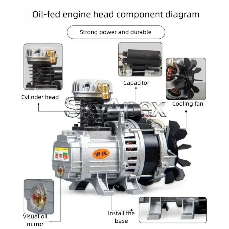 42/48/55V Type Twin Cylinder Oil Lubricated Motor Air Pump Compressor Head 1P 2P 3P 4P 5P Air Compressor Accessories - view 6