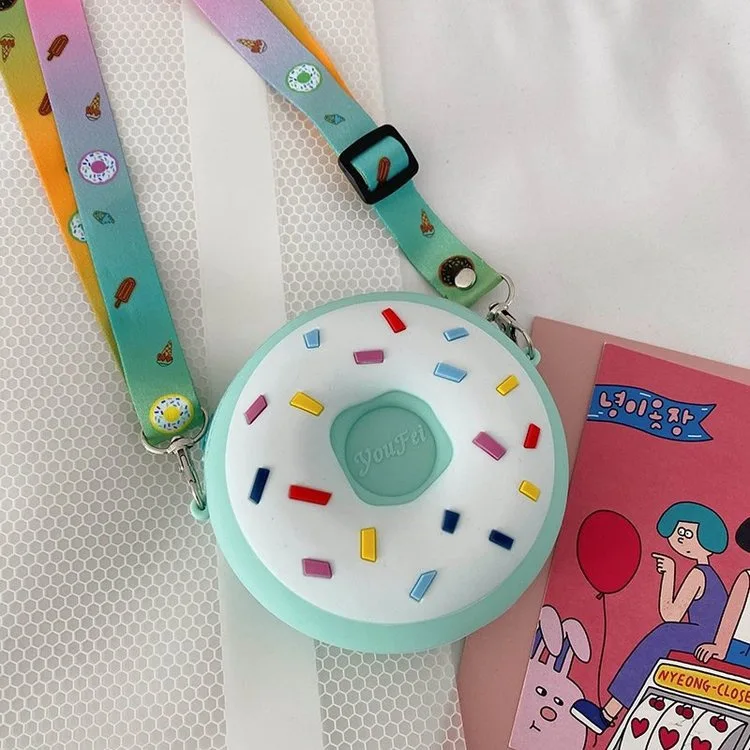 Donut Shoulder Crossbody Bag Cute Fashion Kids Girl Bag Chocolate Silicone Coin Purse Birthday Candy Party Gift Decoration