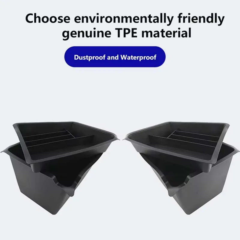 6pcs For Tesla Model Y Trunk Side Storage Box TPE Trunk Double-layer Storage Bucket 2024 Car Interior Accessories Black