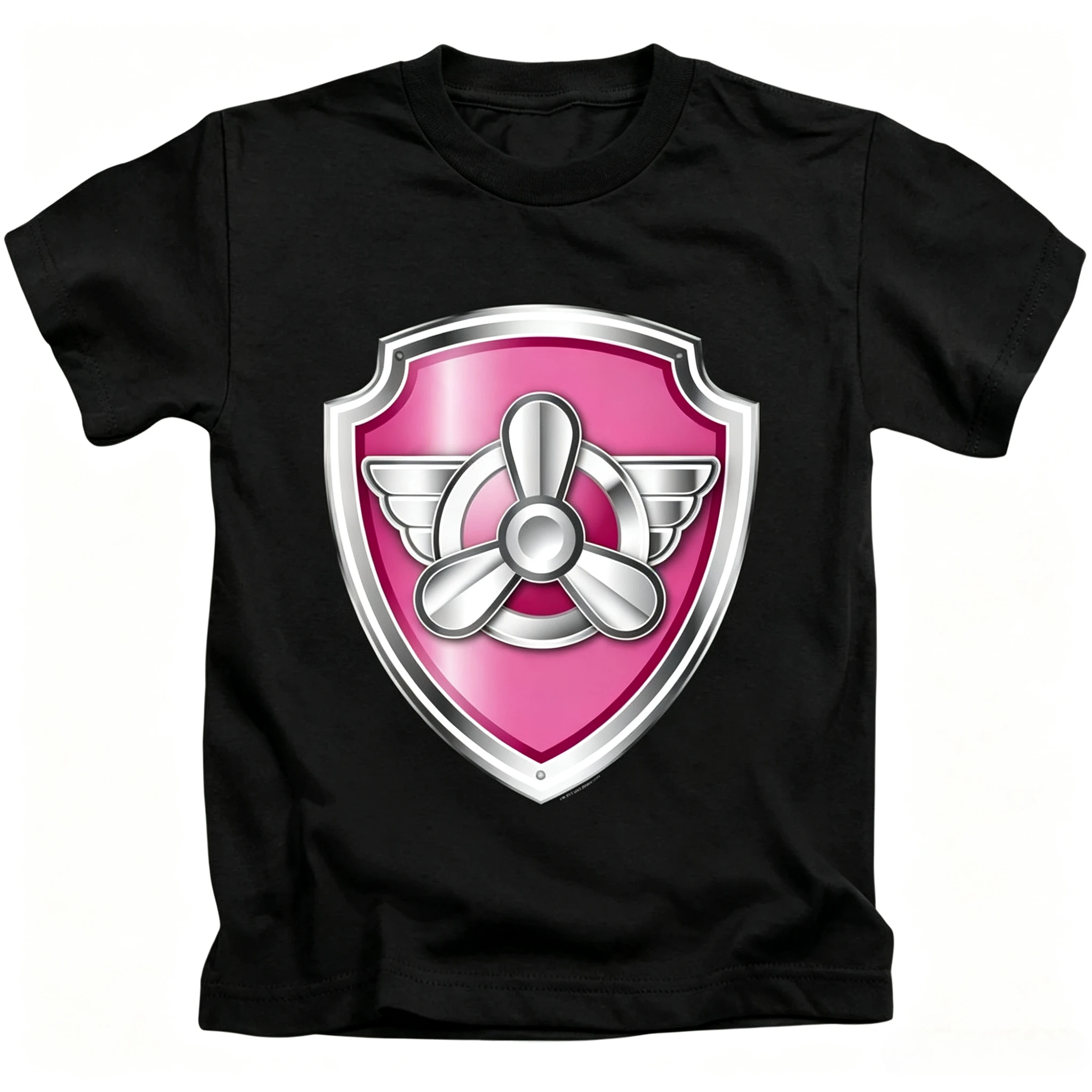 Cute PAW Patrol Skye Shield Badge Kids Tee Cartoon Dog Print Short Sleeve T‑Shirt for Girls Toddler Birthday Party Casual Summer