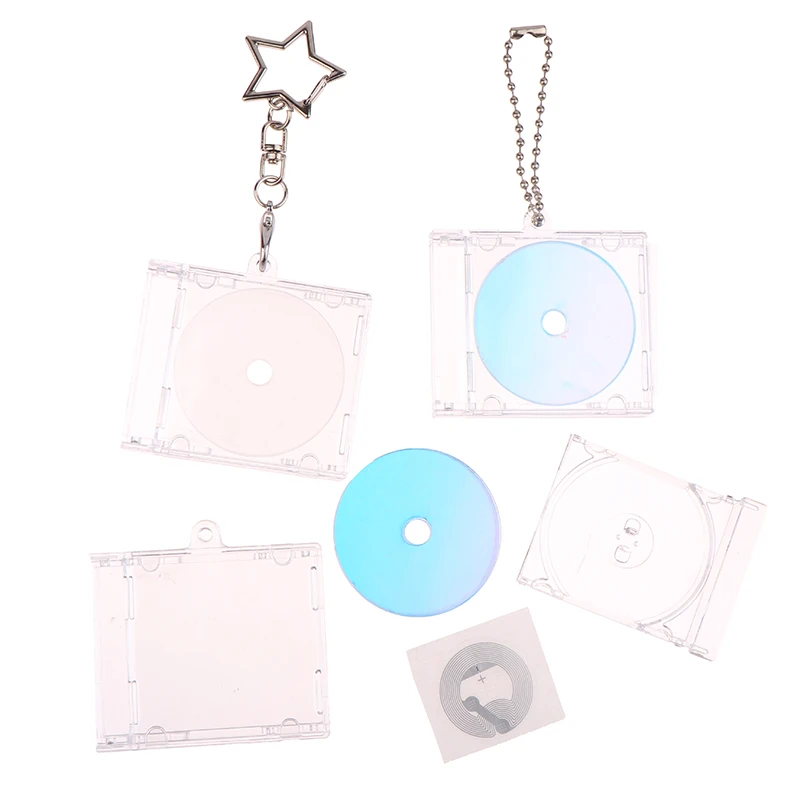 1 Set Peripheral Memorial Blank Album Mini NFC Function CD Box Keychain CD Player Shape Pendant DIY Backpack Charms