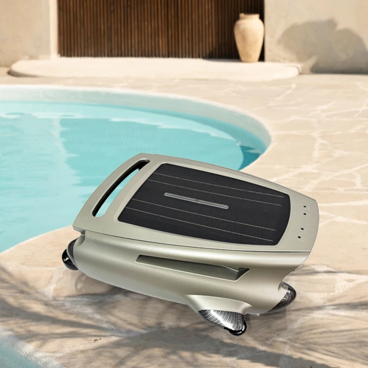 Solar Rechargeable Wireless Robotic Pool Surface Skimmer Automatic Pool Cleaning Equipment