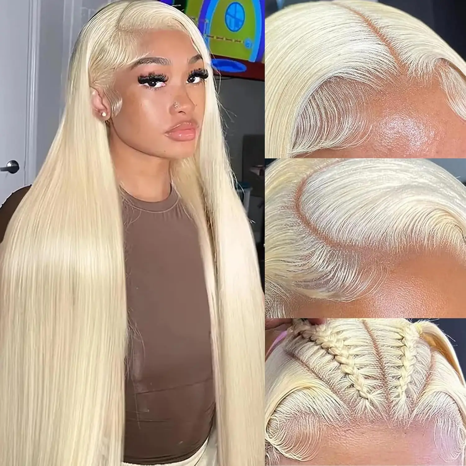 

13x6 HD Lace Frontal Wig Straight 613 Blonde 100% Human Hair Wigs 40 Inch Brazilian 13x4 HD Lace Front Human Hair Wigs For Women
