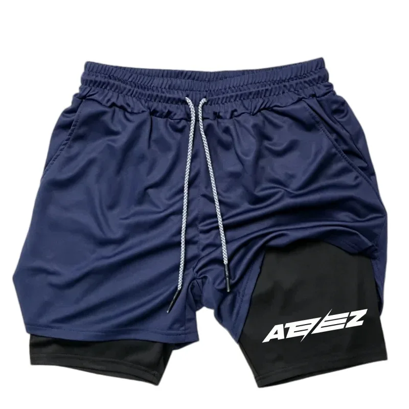 Double Deck Men's 2-in-1 Sports Shorts Breathable Casual Quick-drying Comfortable Summer Running Sportswear Moisture Absorbing