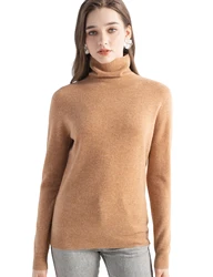 Women Knitted Sweaters Cashmere Sweater 100% Merino Wool Turtleneck Long Sleeve Pullover Fall Winter Clothing Vintage Jumper Top
