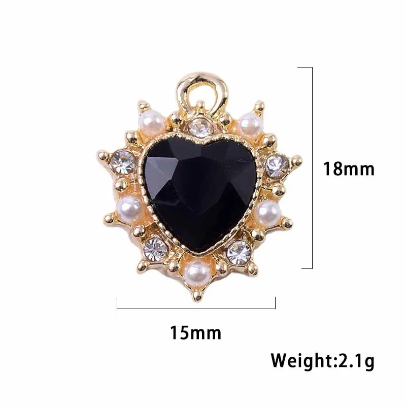 10pcs Metal Zinc Alloy Romantic Love Heart Charm for Necklaces Pendants Earrings DIY Colorful Mini Charm Jewelry Finding Making