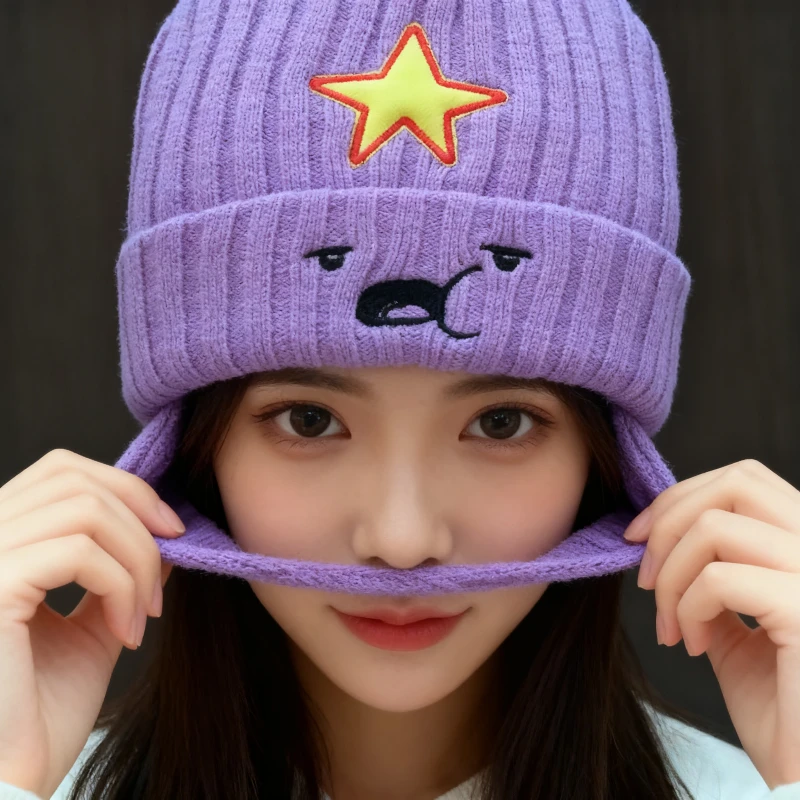 1 قطعة قبعة صغيرة شتوية دافئة من الصوف الأرجواني ، قبعة صوفية للرجال والنساء ، أغطية جمجمة مطرزة ، قبعة محبوكة من الأكريليك لحماية الأذن #4