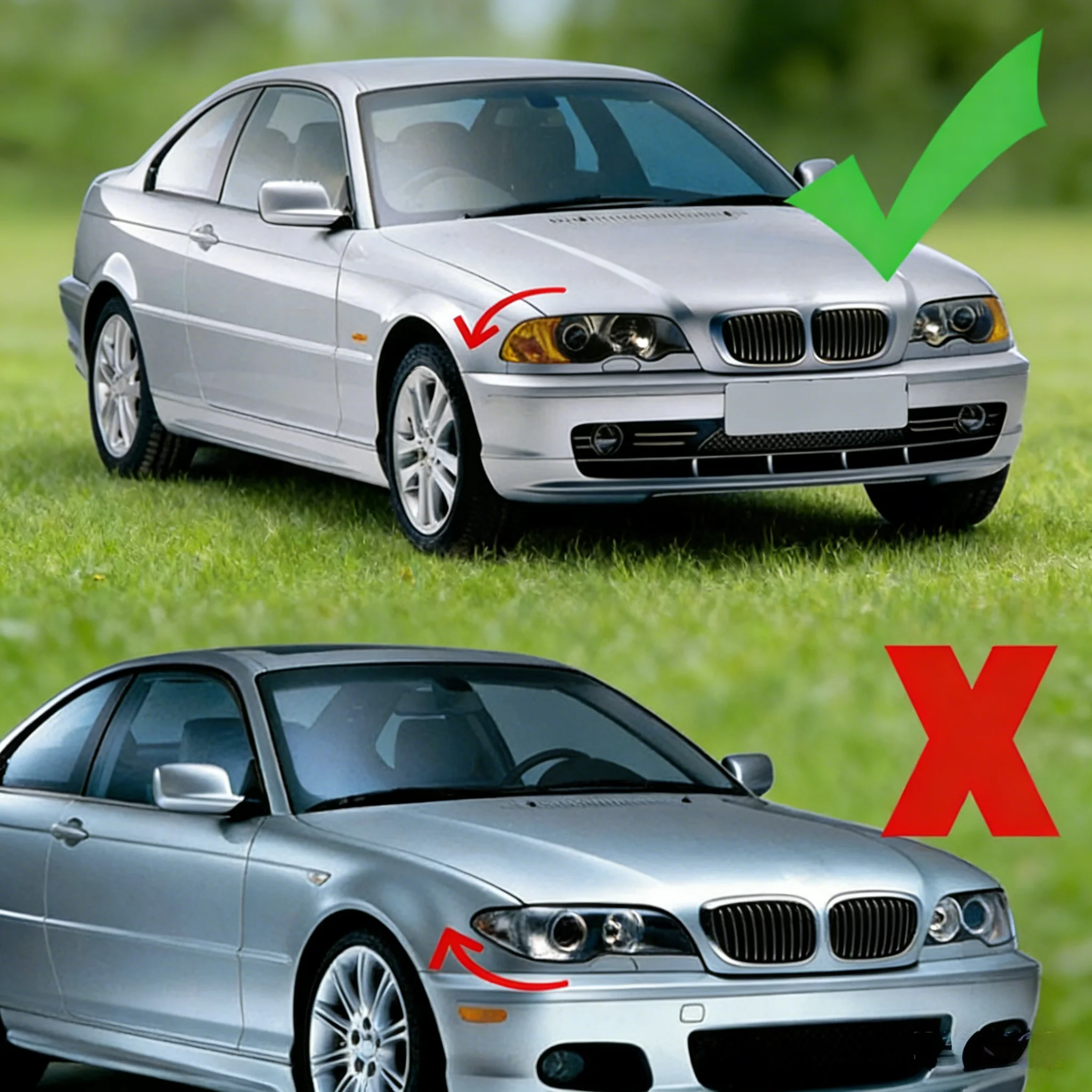 Für BMW 3er E46 M3 2 Türen 1999–2001 2x Auto-Kühlergrill vorne Nierengrill Single Line Style 51138208685 51138208686 Dekoration