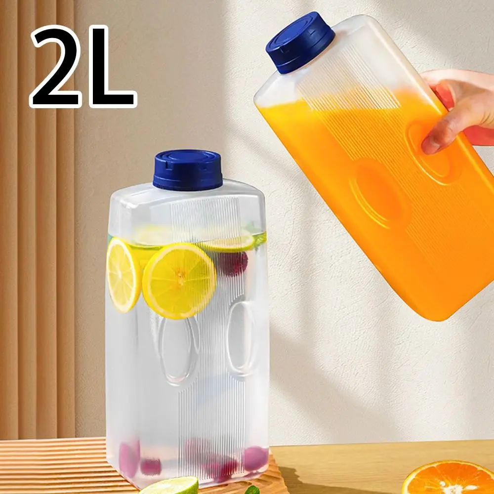 Jarra para refrigerador duradera, tetera para agua fría con tapa, resistente al calor y al frío, dispensador de bebidas, tetera para jugo de 2L, 1 ud.