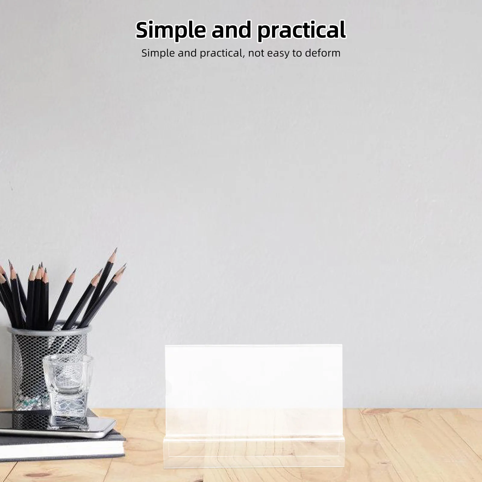 

Прозрачная акриловая подставка для таблички с именем, вертикальный тонкий дизайн для рабочего места, выставочного стенда, этикетки на столе