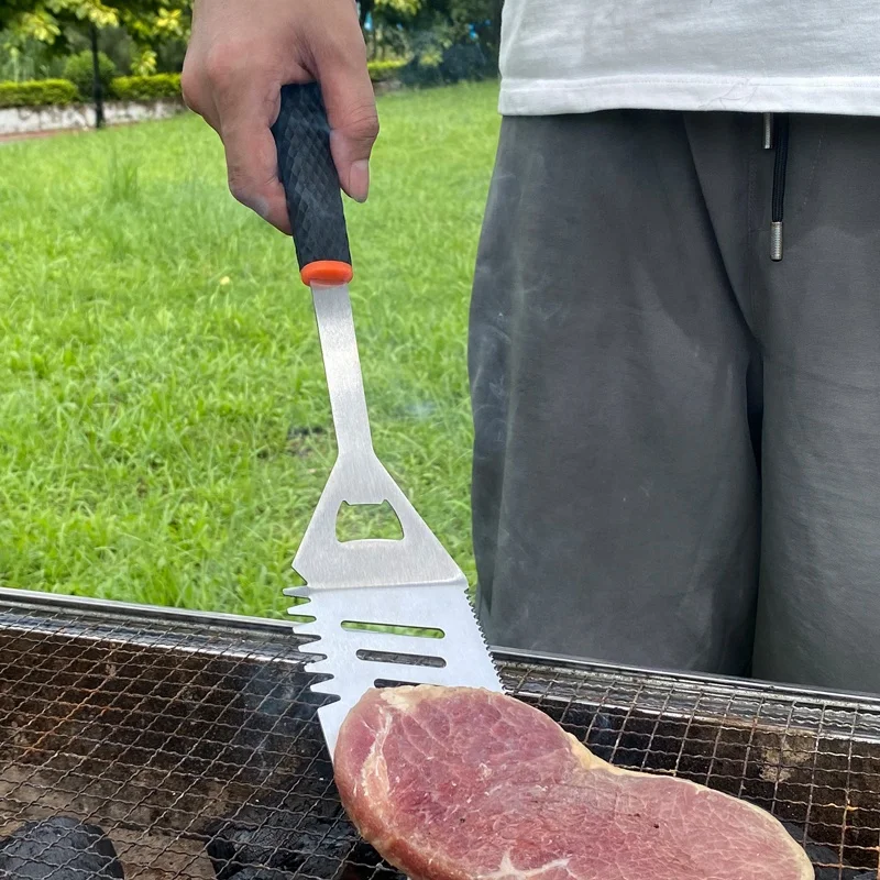 Hot Sale Silicone Handle Stainless Steel BBQ Tools Set Portable BBQ Accessories Grill Kit Outdoor Camping Barbecue Utensils
