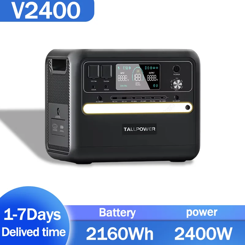 Latest V2400 Portable Power Station Is Equipped with a 2400W Solar Generator and a 2160Wh Lithium Iron Phosphate Battery, Making It Suitable for Home Backup Power and Outdoor Camping Emergency Power.