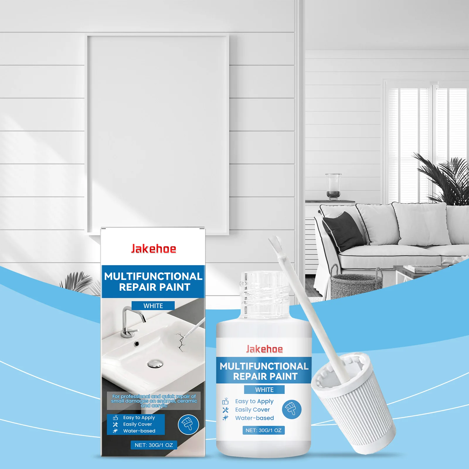 Multifunctional Touch-Up Paint - Waterproof Bathroom Refurbishing Cover Scratches Blemishes Repair Wall Multifunctional Paint, White Tile and Tub Touch Up Paint for Bathtub, Sink, Ceramic, Porcelain, Tile Grout Scratch Chip Repair Paint, Quick Dry Sealer