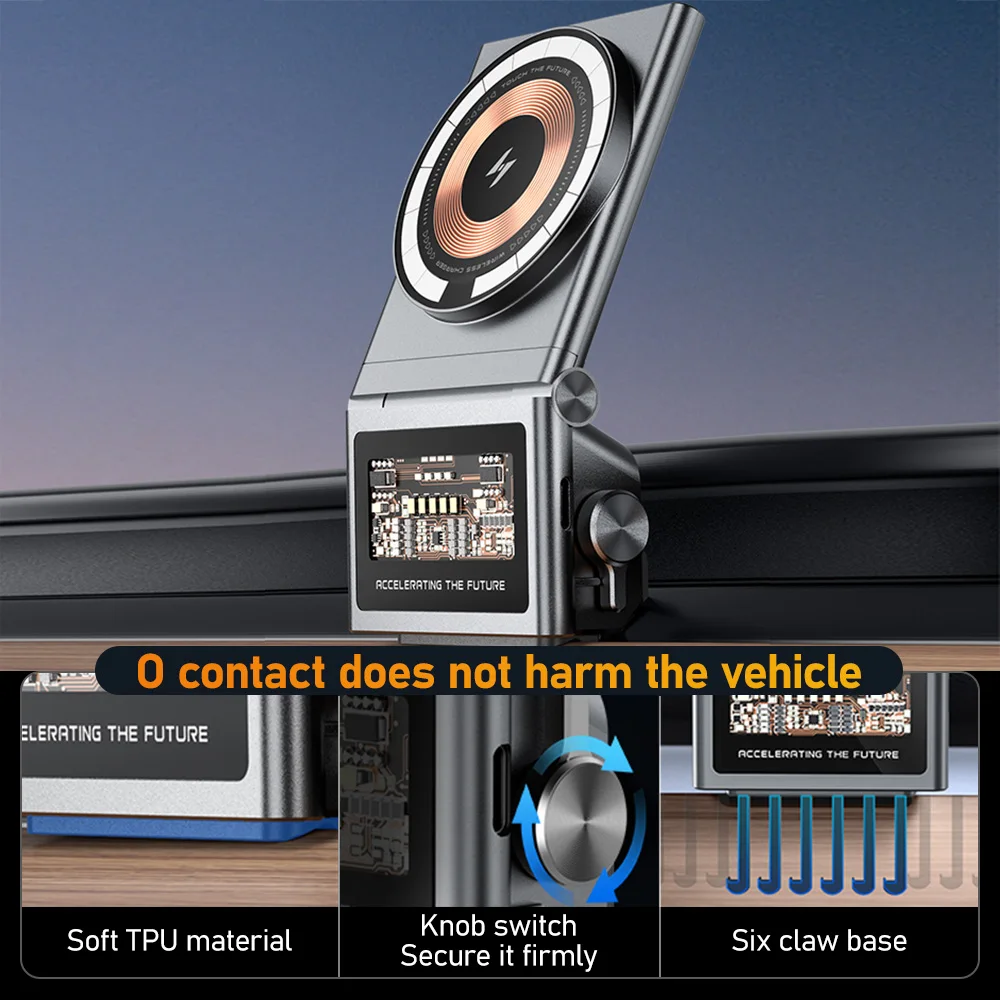 Magnetic Car Phone Holder For Tesla Model 3 Model Y 15W Wireless Charging Stand MagSafe Stand Car Mobile Phone Charger Mounts