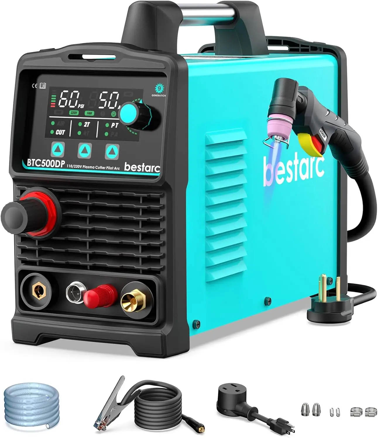 

Plasma Cutter Pilot Arc [Air Sensor Technology] 110/220V 9th Generation 50Amps Screen Display Digital Plasma Cutting Machine