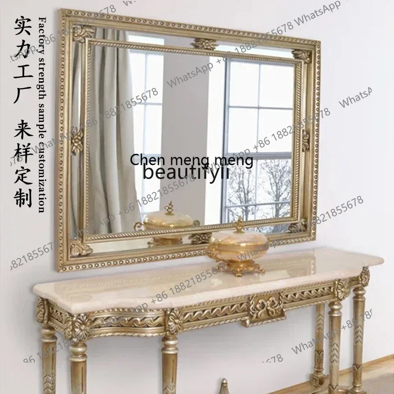 

Q178 CC Decorative makeup mirror luxury portable bedroom wooden mirror beauty salon frame wall hanging