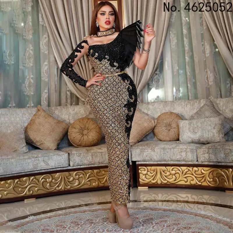 2024 Women Fashion High Street Style Long Dress Long Sleeve Strapless Dress Printed Lady Appliques Floor Length Dress