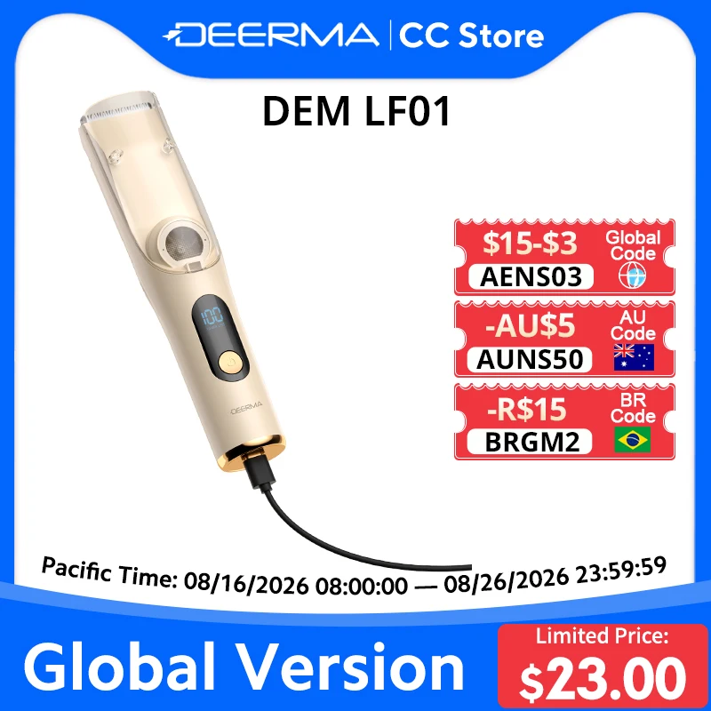 Deerma LF01 Electric Hair Clipper ,Vacuum Hair Absorption,Low Noise,Safety Waterproof  Short hair  Trimmer tool within 5 cm