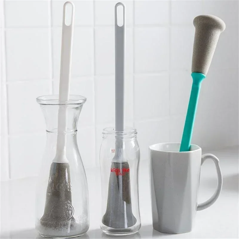 2PCS Long Handle Sponge Cup Brush Milk Bottle Wineglass Cups Clean Brush Tea Cup Thermos Bottle Brush Sponge Brush Cleaning Tool