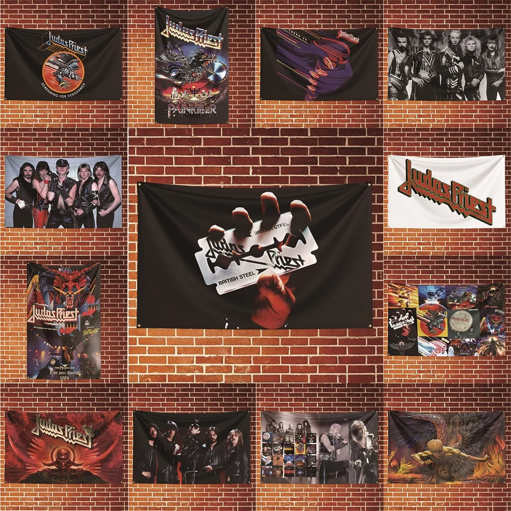 Judas Priest Music Flag Banner For Fan Cave Watch Party Tailgate Gathering Indoor Outdoor Backyard Home Festival Ornament Supply