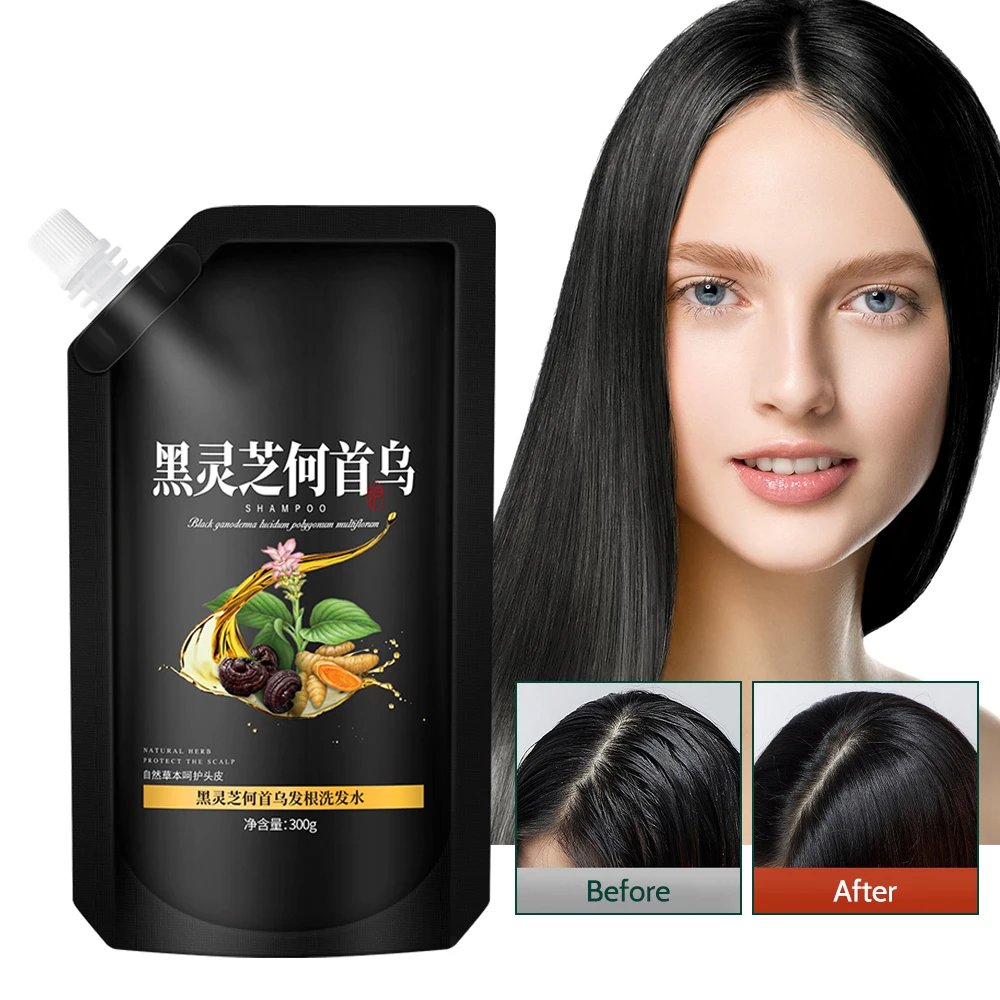 

Black Ganoderma and Polygonum Multiflorum Shampoo Natural Herbal Formula Cleansing and Smoothing Hair Fluffy Hair Nourishing