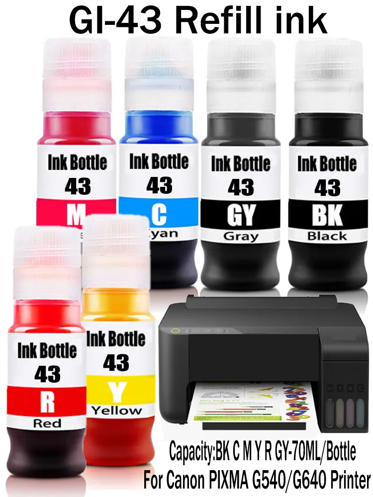 GI-43 GI 43 gi43 Dye ink for Canon PIXMA G540 G640 printer GI-13 GI-23 GI-33 GI-43 GI-53 GI-63 GI-73 GI-83 refill dye ink