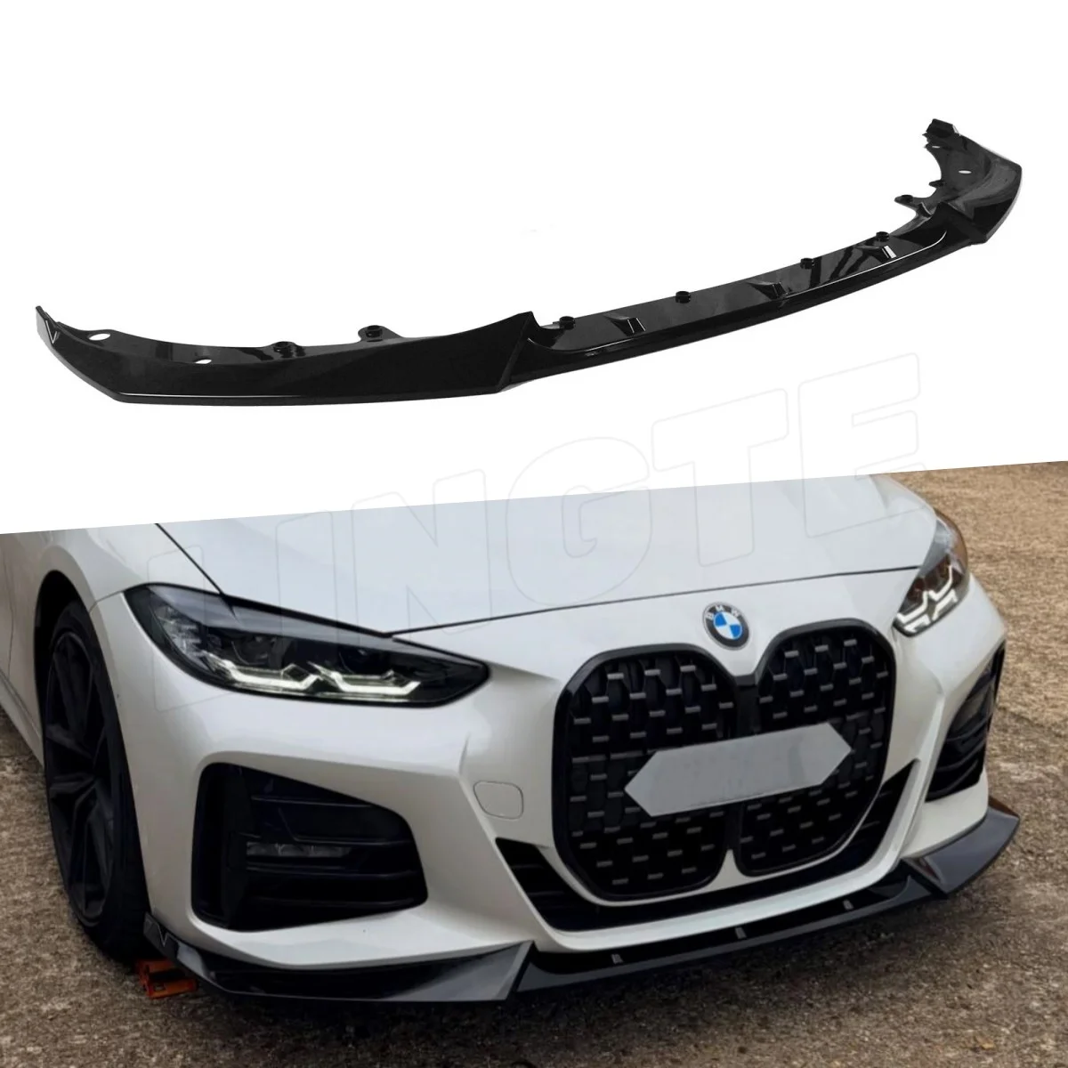FD Style Gloss Black ABS Front Bumper Lip Splitter Spoiler For BMW 4 Series M-Pack / M440 G22 G23 2-DR 2020-2026 Under Chin Kits