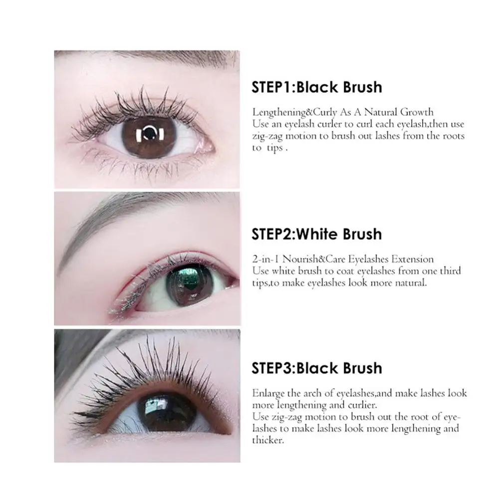 Double Head Lash Tint 4D Silk Fiber Makeup Mascara Eyelash Growth Liquid Long Thick Waterproof Blooming Korean Mascara Cosmetic