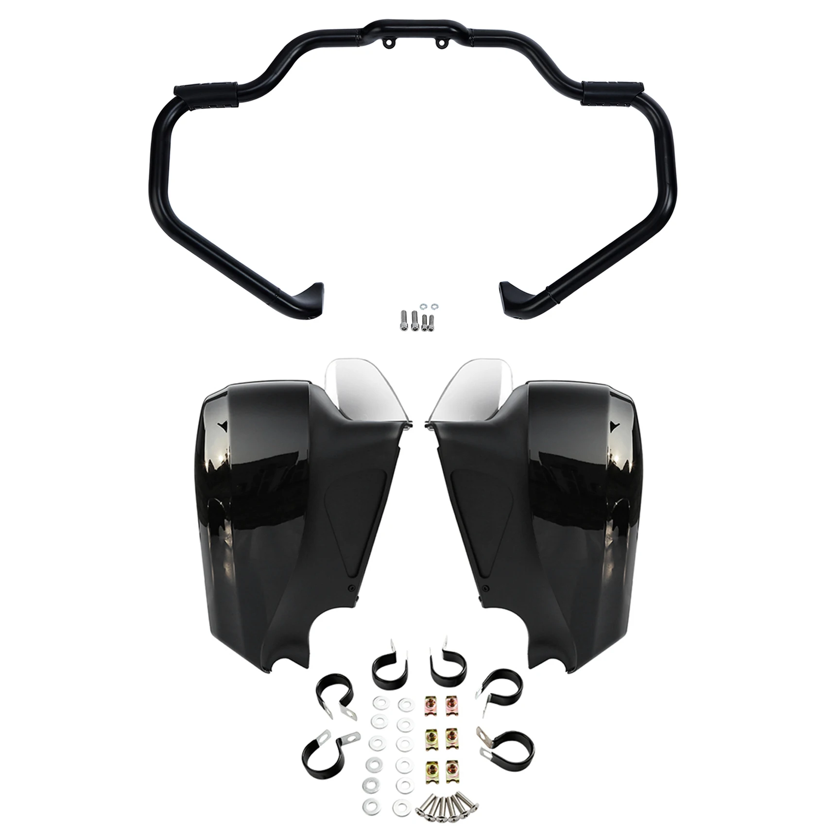 Mustache Engine Guard Crash Bar & Lower Vented Fairing Fit For Indian Chief Classic Chieftain 14-18 Springfield 16-25 Roadmaster