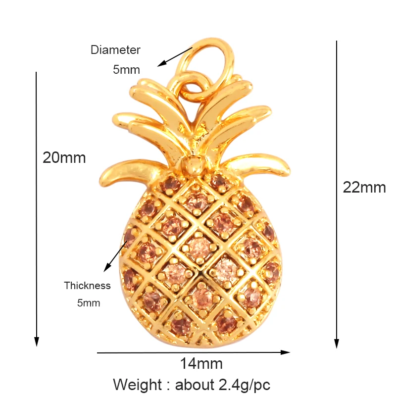 Cherry Pineapple Banana Cactus Mushroom Coconut Tree 18K Gold Charm Pendant,Bangle Earring Necklace Jewelry Findings Supply N30
