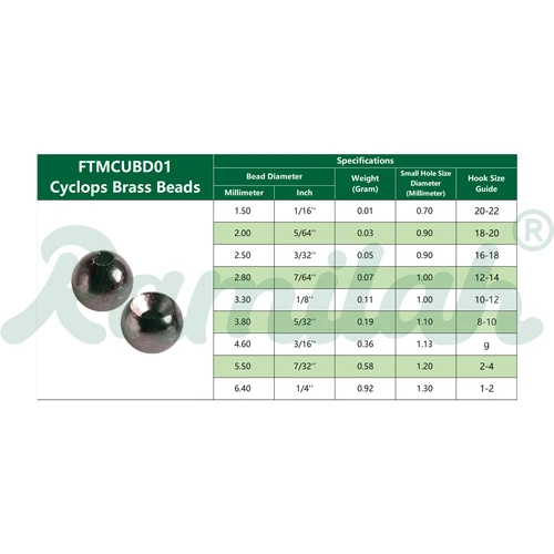 Imagen 2 del producto Paquete de 100 cuentas de latón Cyclops de 6 colores, 2,0 mm-6,4 mm, para atado de moscas