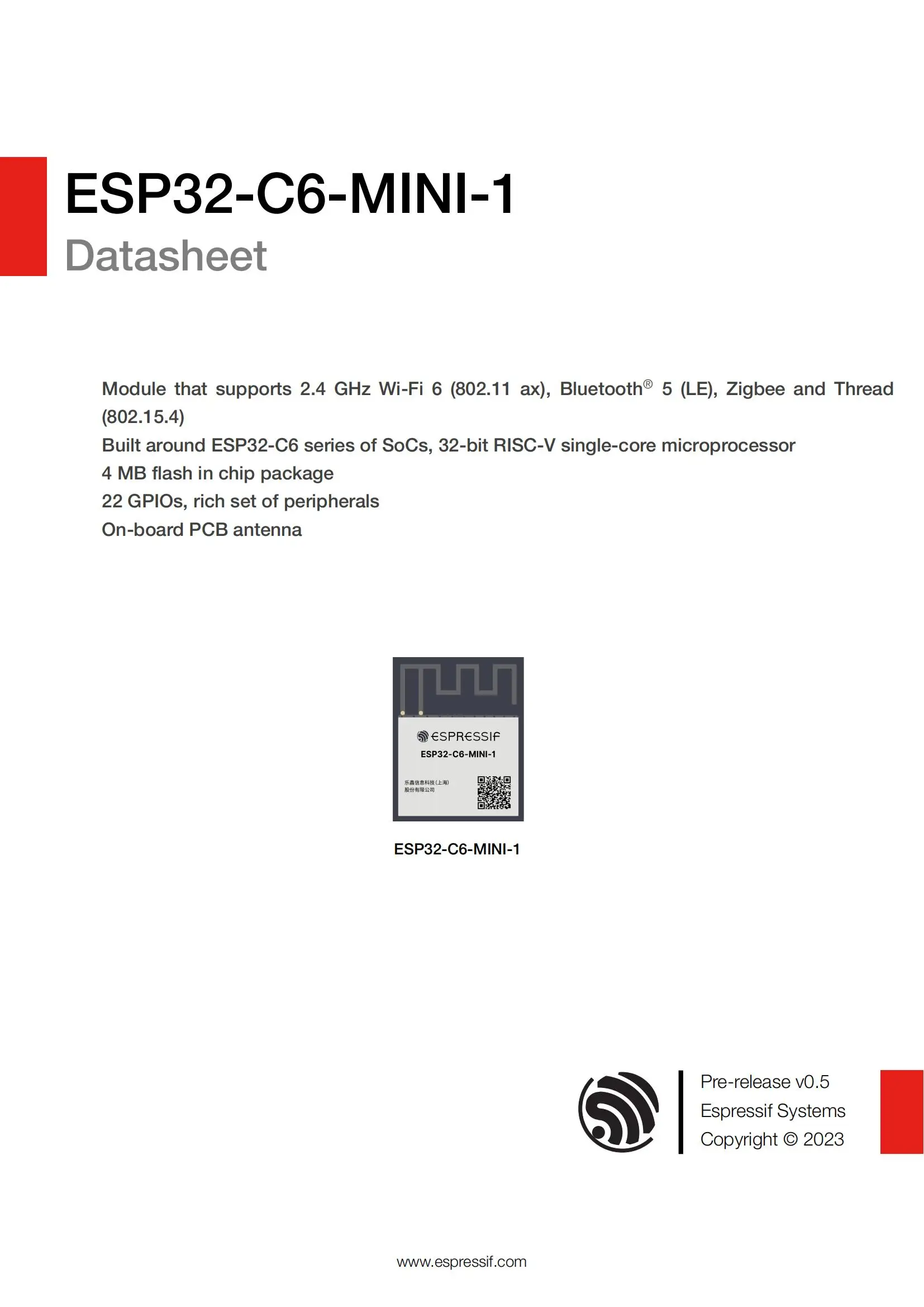 ESP32-C6-MINI-1 modul – Detail 1