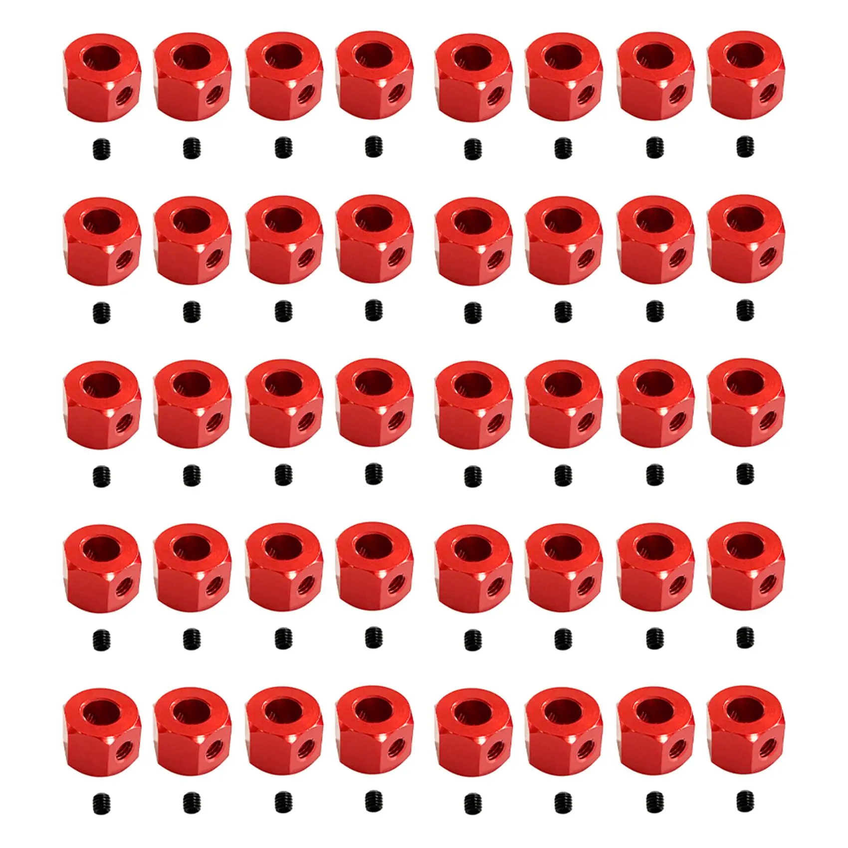 YSUN-40PCS 5Mm To 12Mm Metal Combiner Wheel Hub Hex Adapter For WPL D12 C14 C24 B14 B16 MN D90 D91 RC Car Upgrade Parts,Red