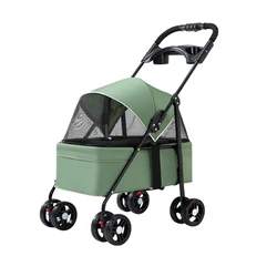 Hot Selling Outdoor Pet Stroller Lightweight Breathable Foldable Cat Dog Trolley 4 Wheels Pet Supplies Manufacturer